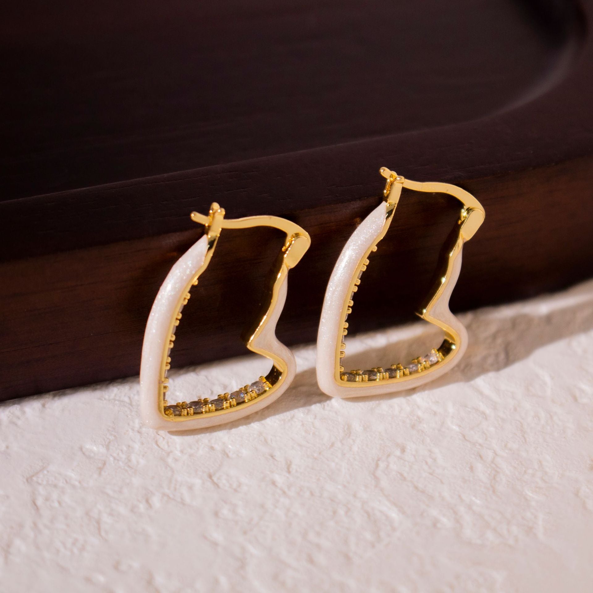 Wholesale White Glaze Love Ear Buckle  Earrings