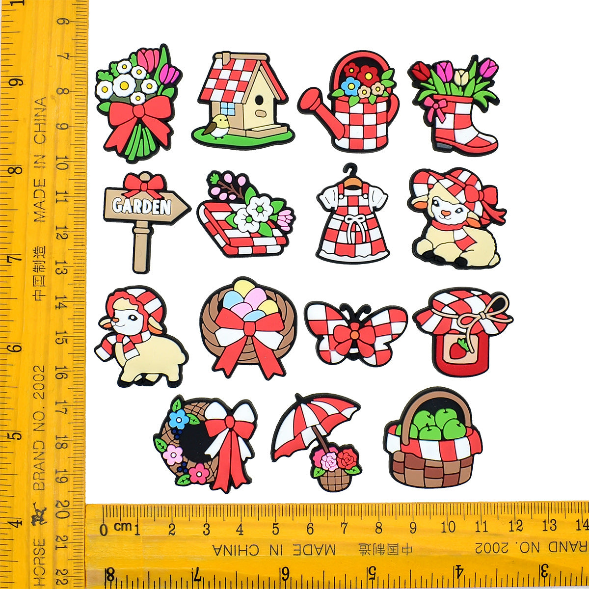 Wholesale Random 100pcs  Spring Picnic Series  PVC Soft Rubber Shoe Buckle Decoration