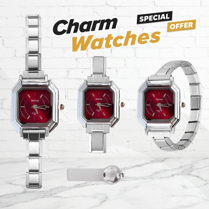 Wholesale Wine Red Square Modular DIY Quartz Watch for Women Fashion Accessory Gift