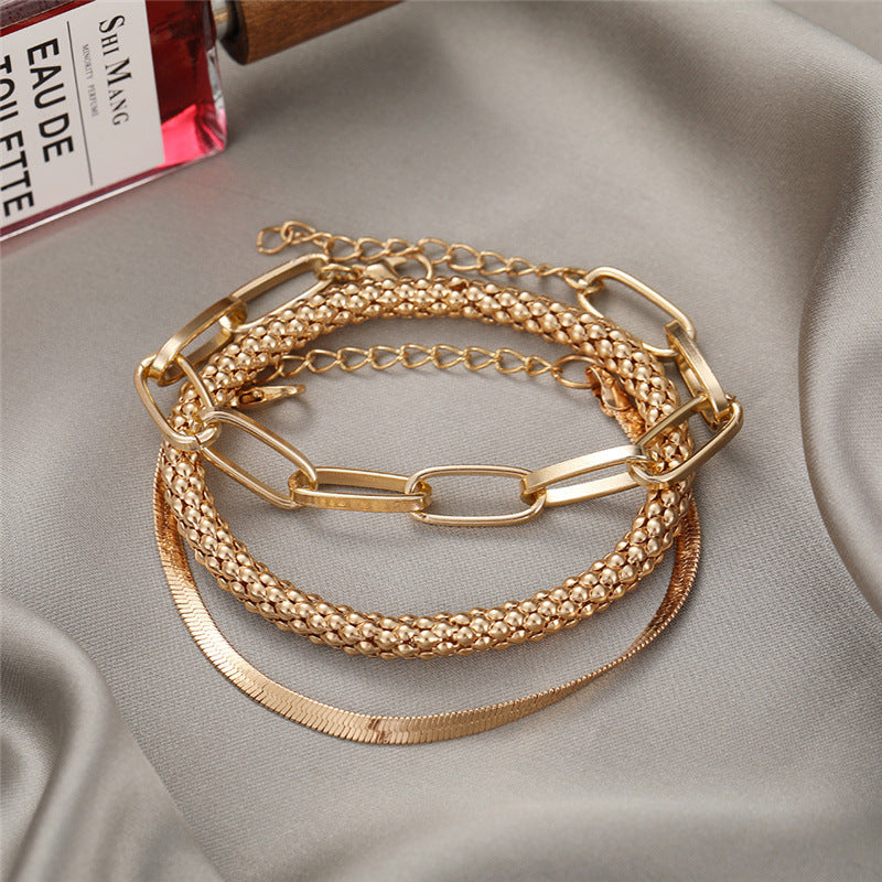 Wholesale Gy Gold Electroplated Snake Chain Bracelet Set - Trendy Unisex Wave Design Gift for Boutique Resale