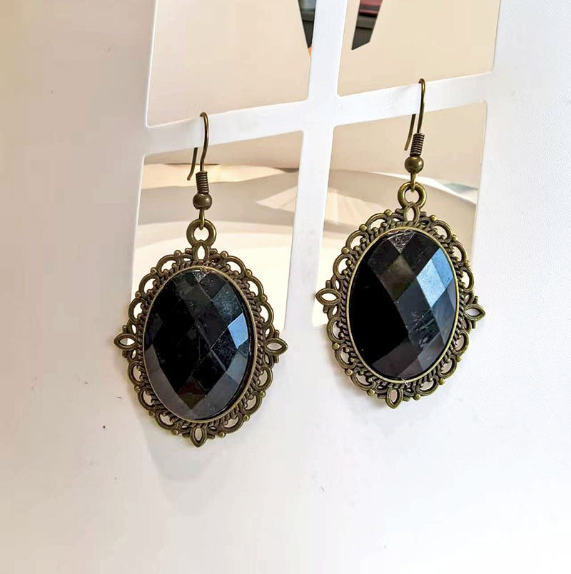 Wholesale Vintage Oval Acrylic Gem Earrings Geometric Fashion Jewelry Accessory for Women