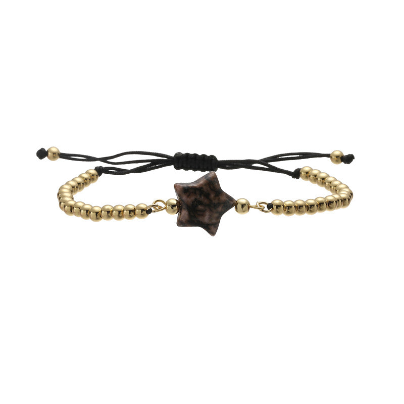 Wholesale Gold Plated Copper Star Charm Bracelet Quartz Tiger Eye Green Aventurine Beads Handmade Unisex Wedding Gift Fashion Accessory