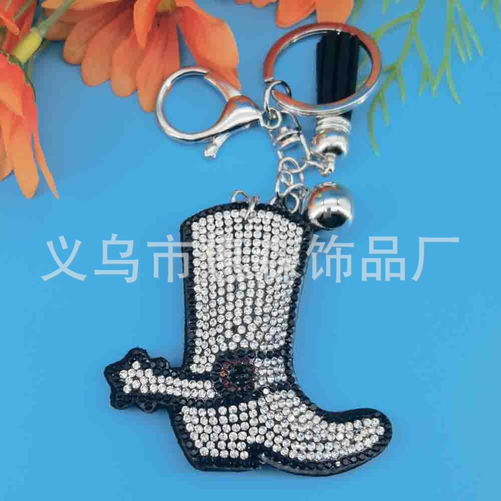 Wholesale 4pcs Zinc alloy rhinestone boot keychain