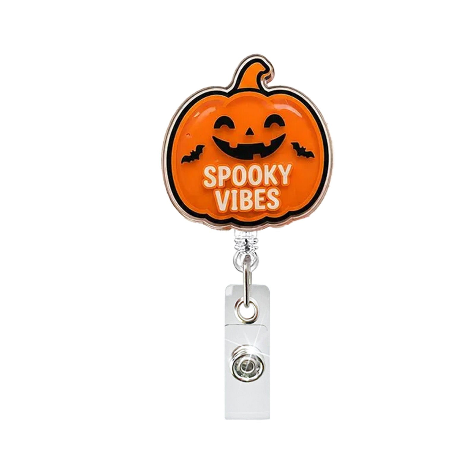 Wholesale  Pumpkin Bat Retractable Badge Reel - Cute Acrylic ID Holder Decorative Office Gift Accessory