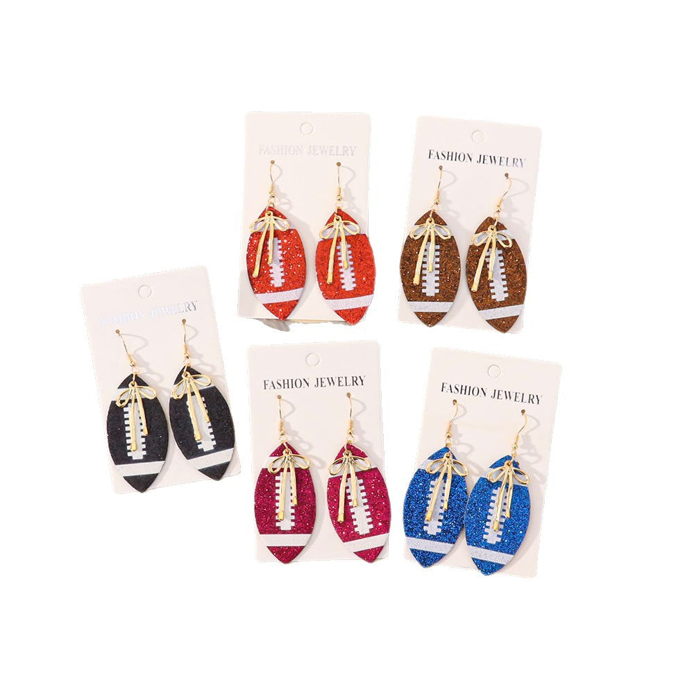 Wholesale Sequined Football Earrings