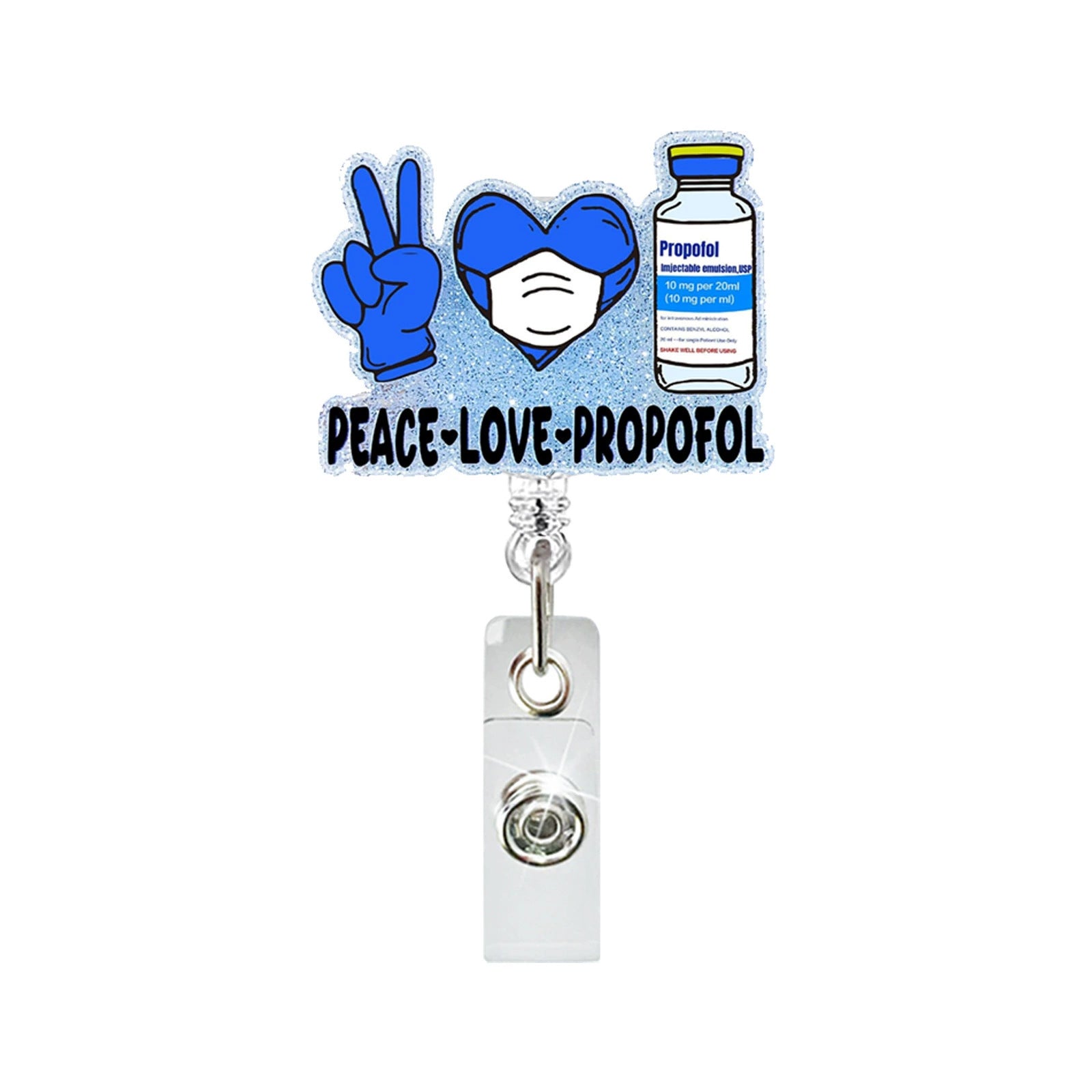 Wholesale Glitter Acrylic Doctor Easy-Pull  Badge Reels