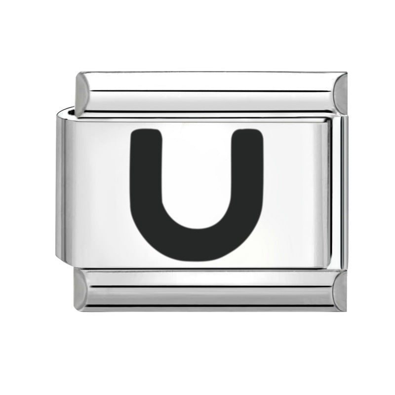 Wholesale Italian modular bracelet 9mm DIY splicing detachable letters titanium steel combinable bracelet