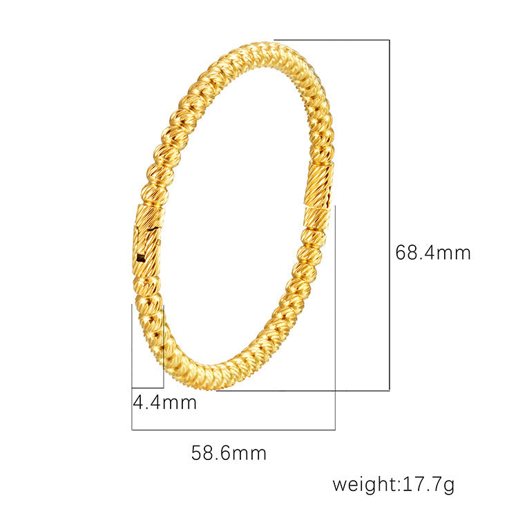 Wholesale Modern Minimalist Round Rhinestone Gold Plated Stainless Steel Bracelet