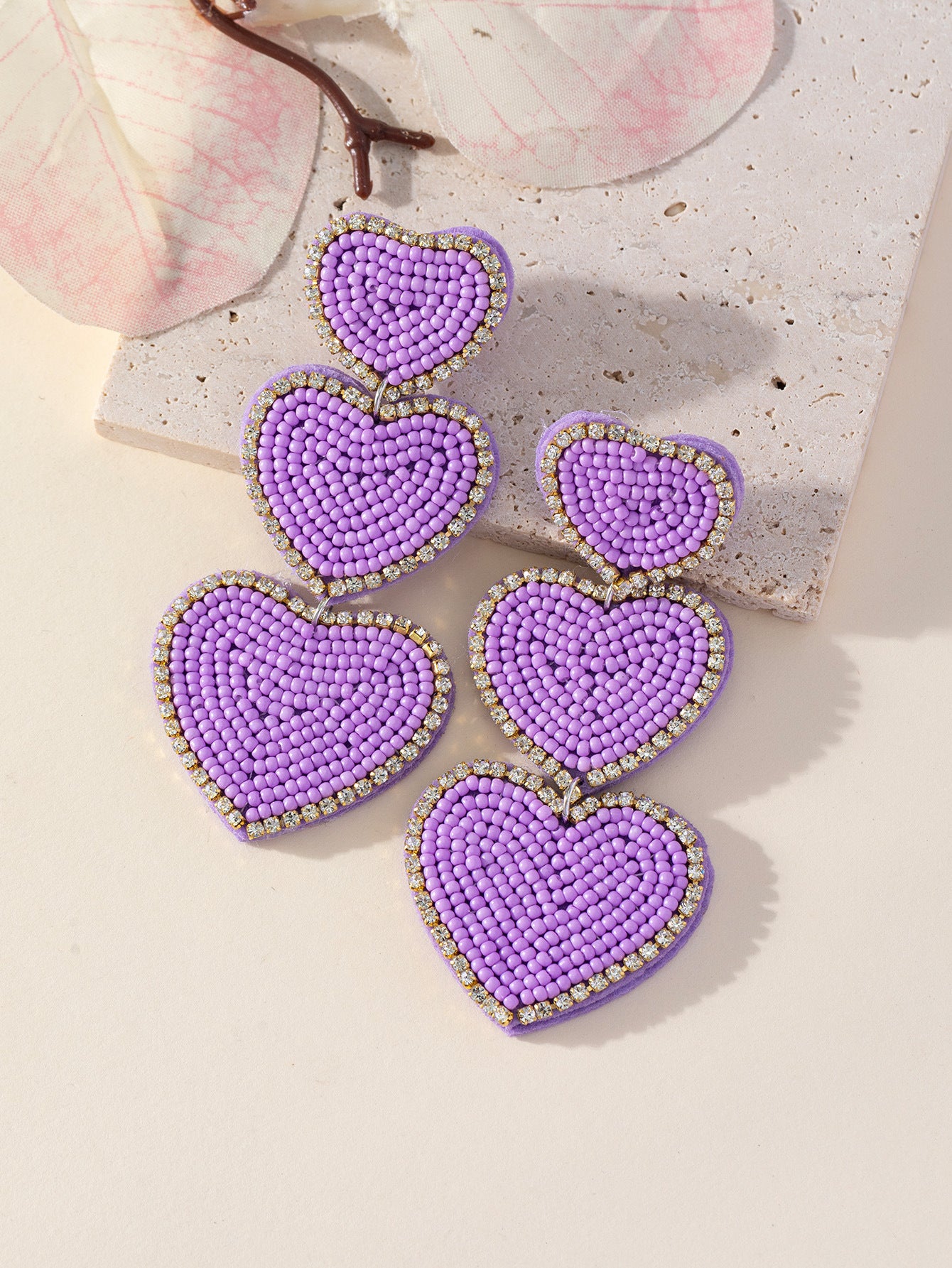 Wholesale Red Rice Beads Heart Bohemian Earrings