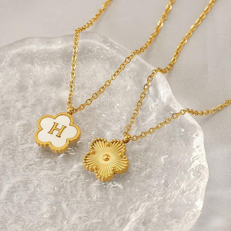 Wholesale Stainless Steel Letter Flower Necklace