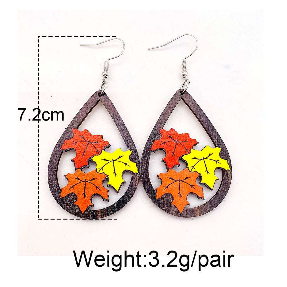 Wholesale Thanksgiving wooden earrings pumpkin turkey car water drop pendant earrings