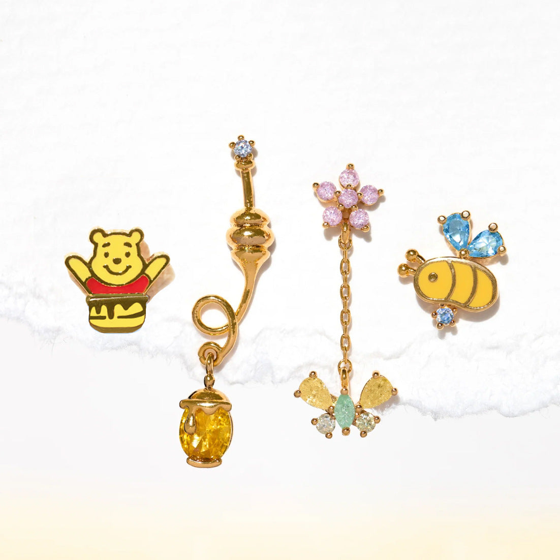 Wholesale Four-piece Set of Oil-drop Zircon Cartoon Earrings ACC-ES-Xiny010