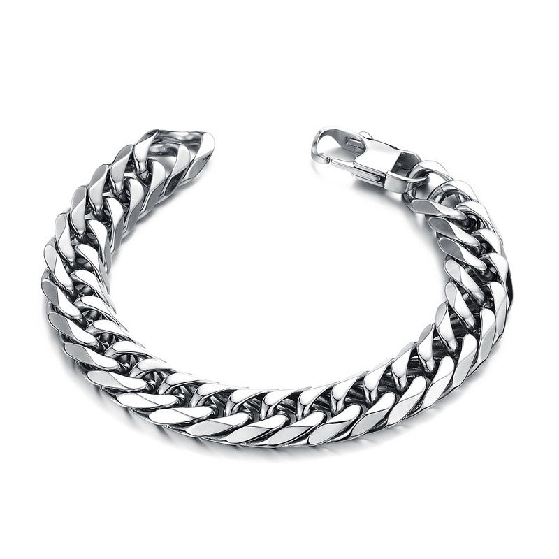 Wholesale Titanium Steel Thick Chain Hip-hop Cuban Chain Bracelet for Men