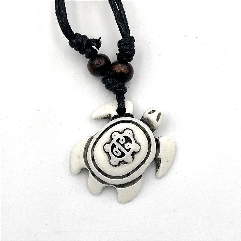 Wholesale Vintage Turtle Necklace Carved Turtle Pendant Resin Sweater Chain ACC-NE-ShuangDe001