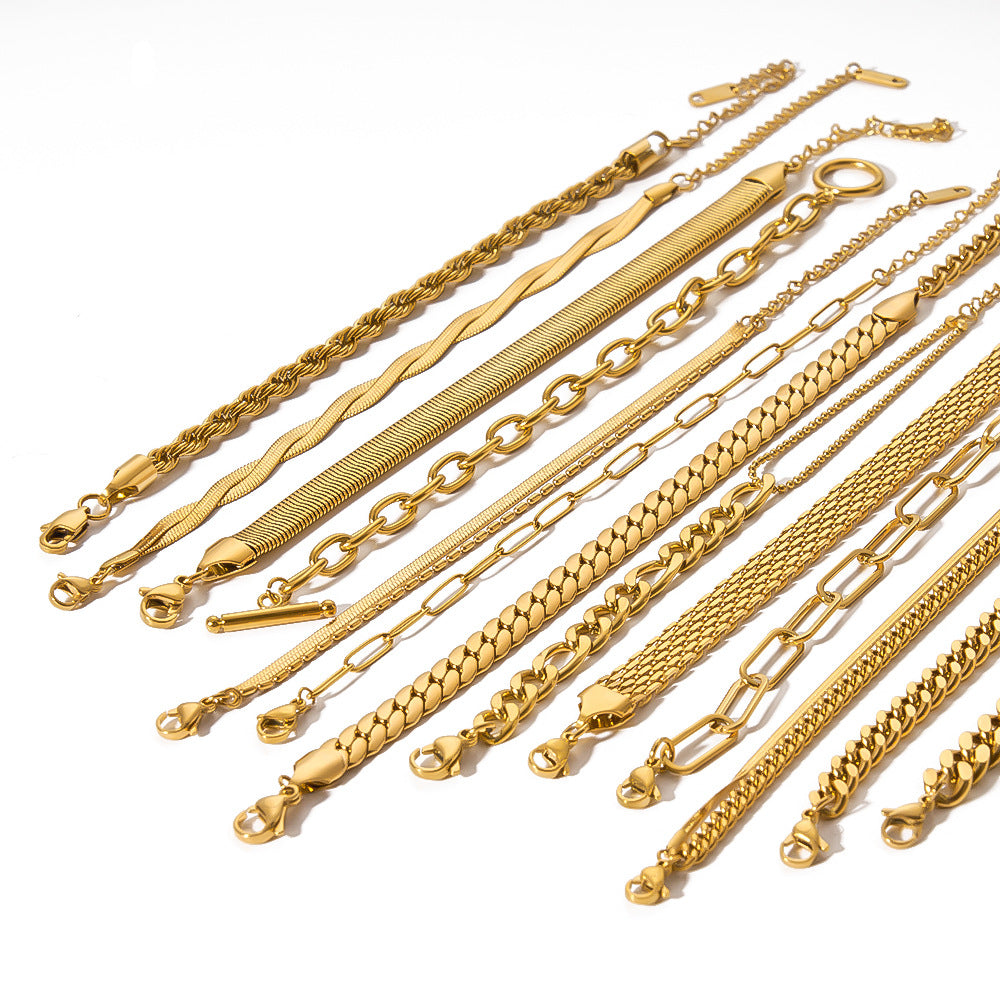 Wholesale DIY bracelet 18k gold stainless steel chain bracelet with a high-end feel