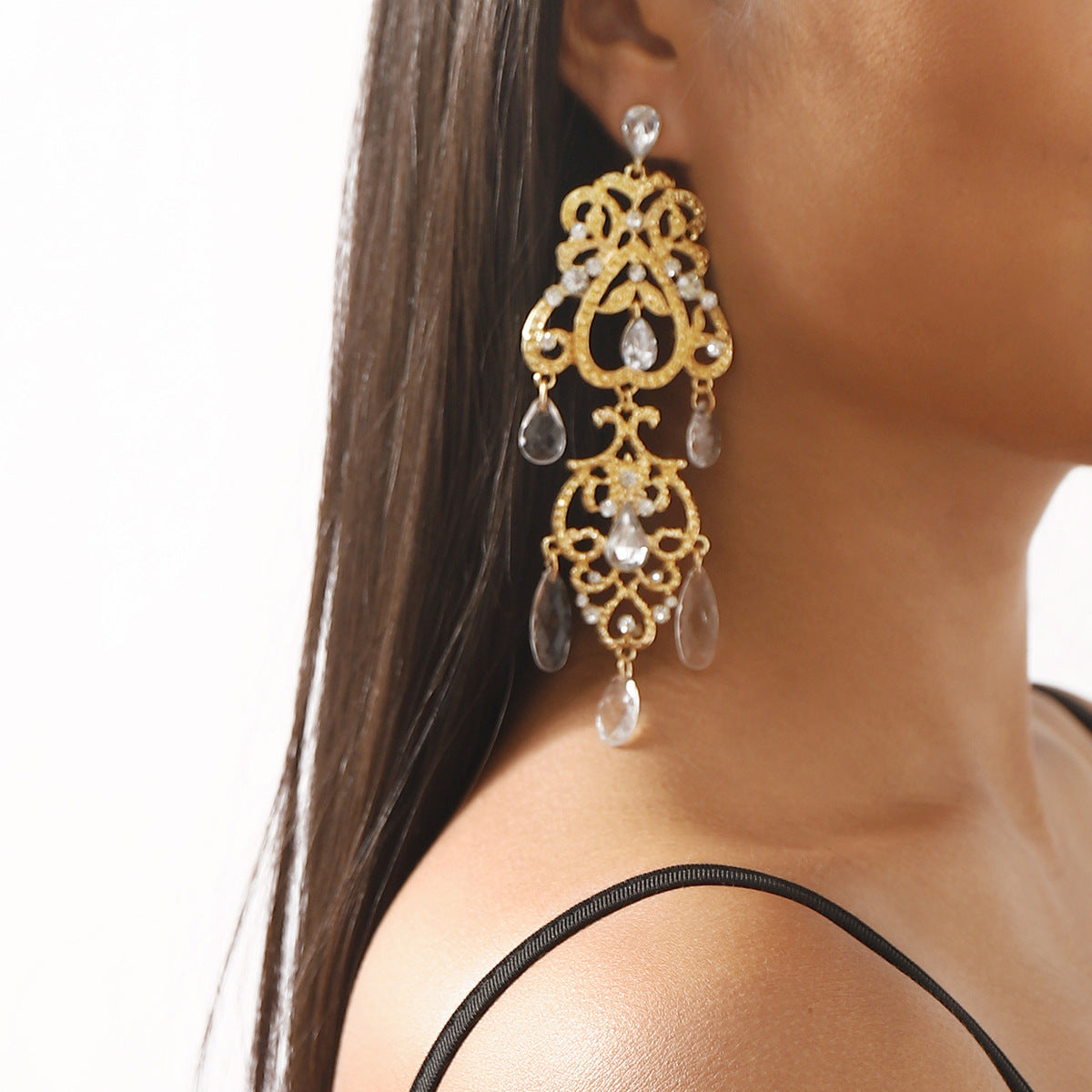 Wholesale hollow drop-shaped tassel earrings