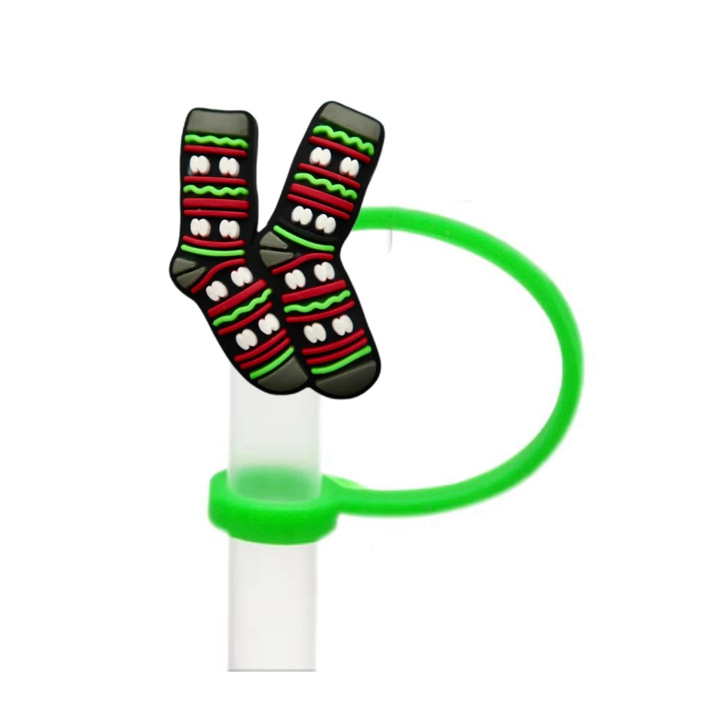 Wholesale 10pcs Christmas theme ideas 8/ 10mm Straw Cover Straw Tube Cap