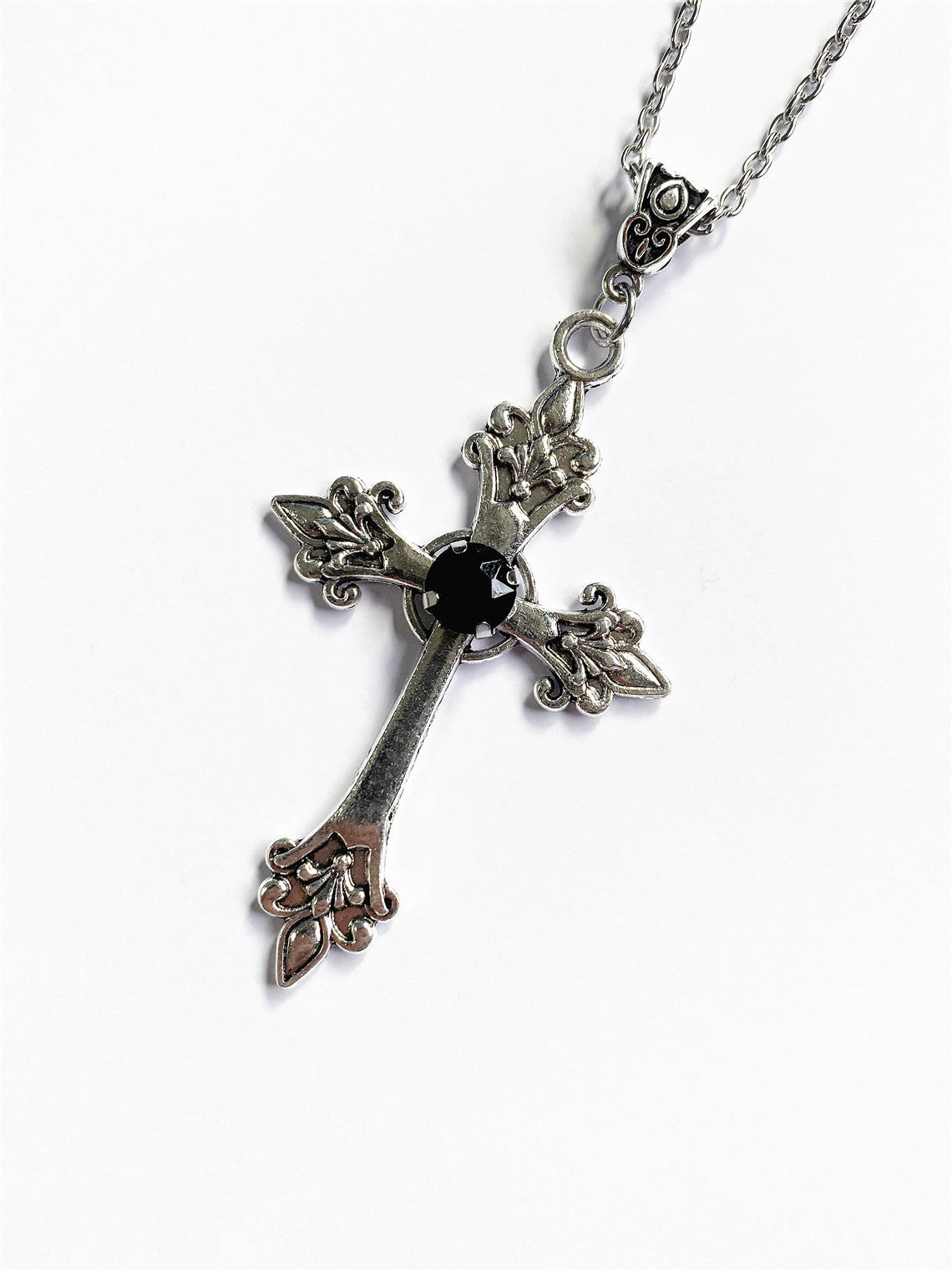 Wholesale Creative Flower Pattern Cross Diamond Necklace