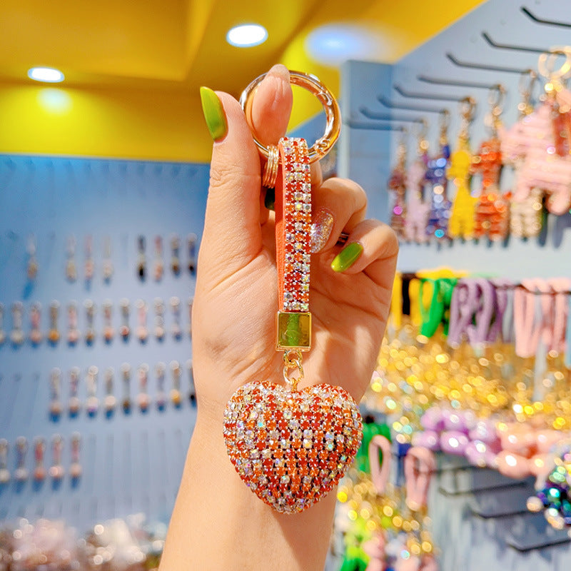 Wholesale Light Luxury Love Heart Tassel Keychain with Czech Crystal - Fashion Accessory,  Bag Charm