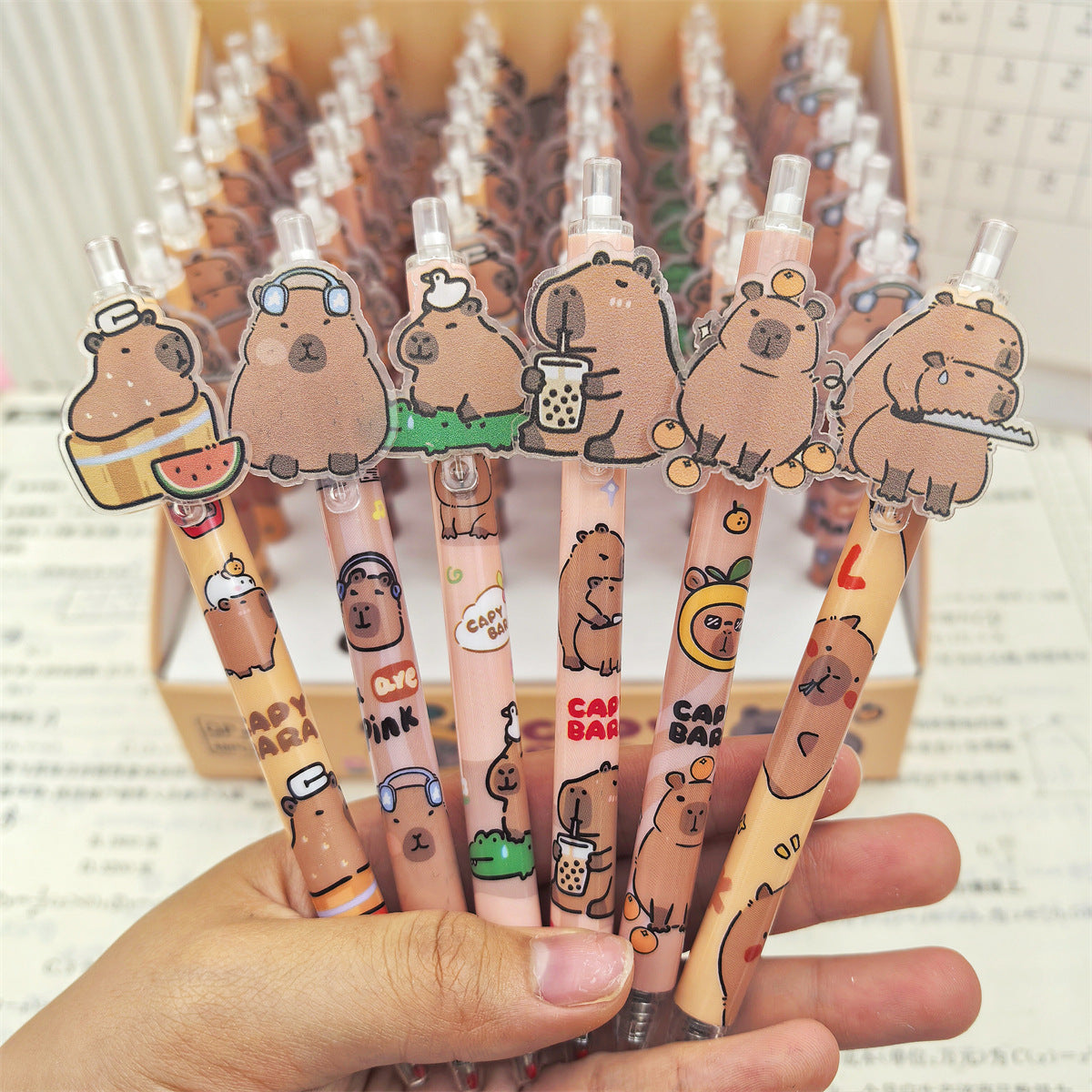 Wholesale 6pcs Cute  Cartoon Patch Press Gel Ballpoint Pen