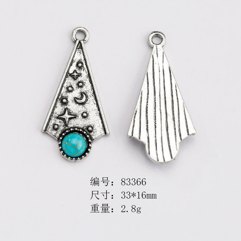 Wholesale Ethnic Retro Style Turquoise Alloy Diy Bracelet Necklace Pendant Accessories ACC-PT-Yongc003