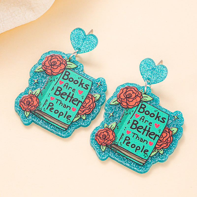 Wholesale Back To School Season Student Book Earrings Acrylic Earrings ACC-ES-Jiay007