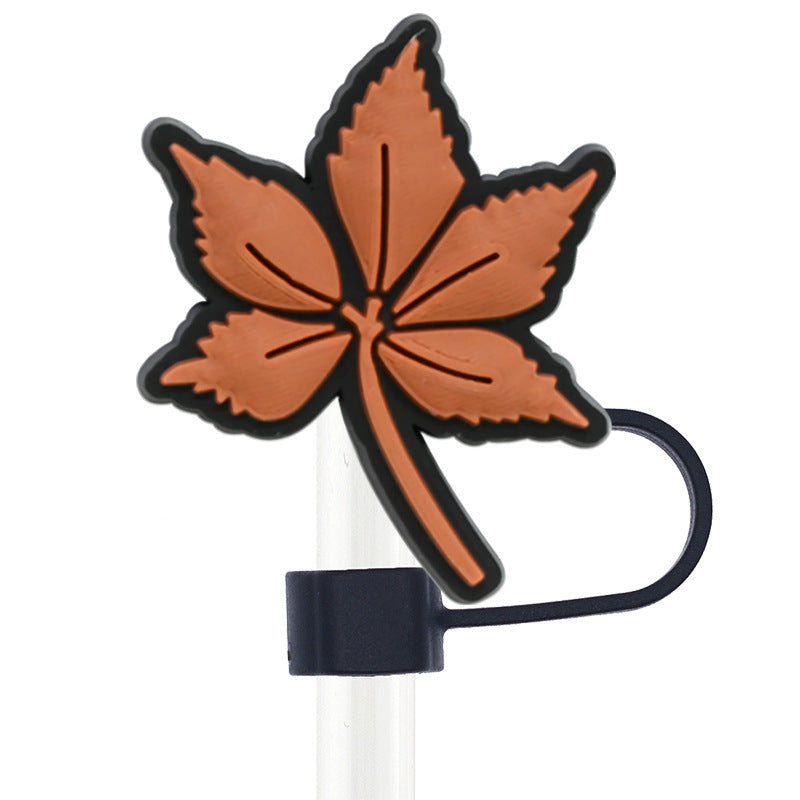 Wholesale Random 100pcs Thanksgiving 10mm PVC Soft Straw Tube Cap ACC-SCR-RYY103