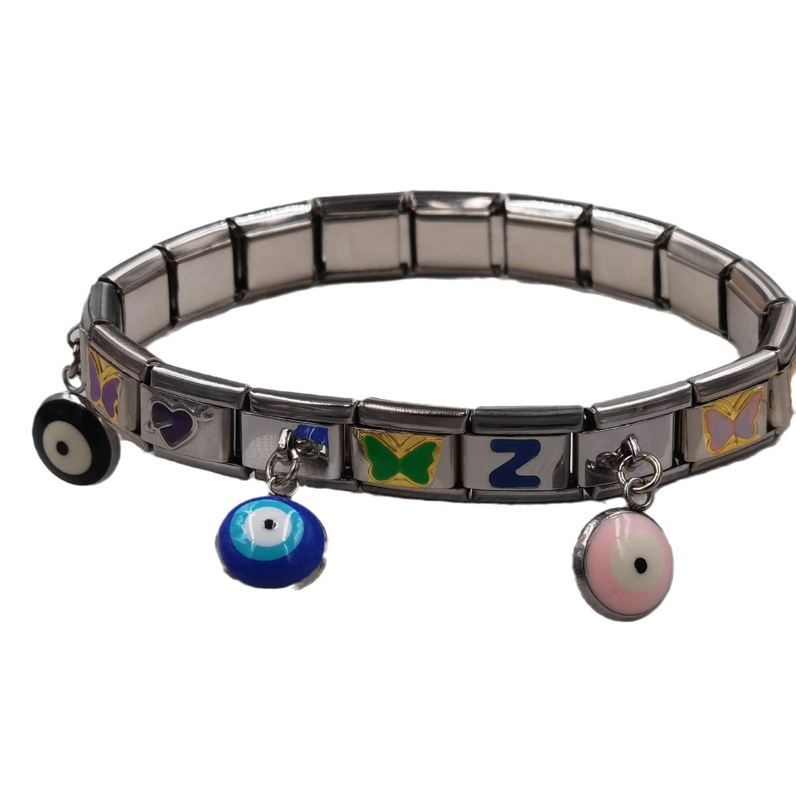 Wholesale Italian Charm Bracelet 9mm DIY Spliced Removable Stainless Steel Devil's Eye Composable Bracelet ACC-BT-XY022