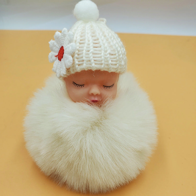 Wholesale cute sleeping doll keychain fur ball pendant ACC-KC-DY007