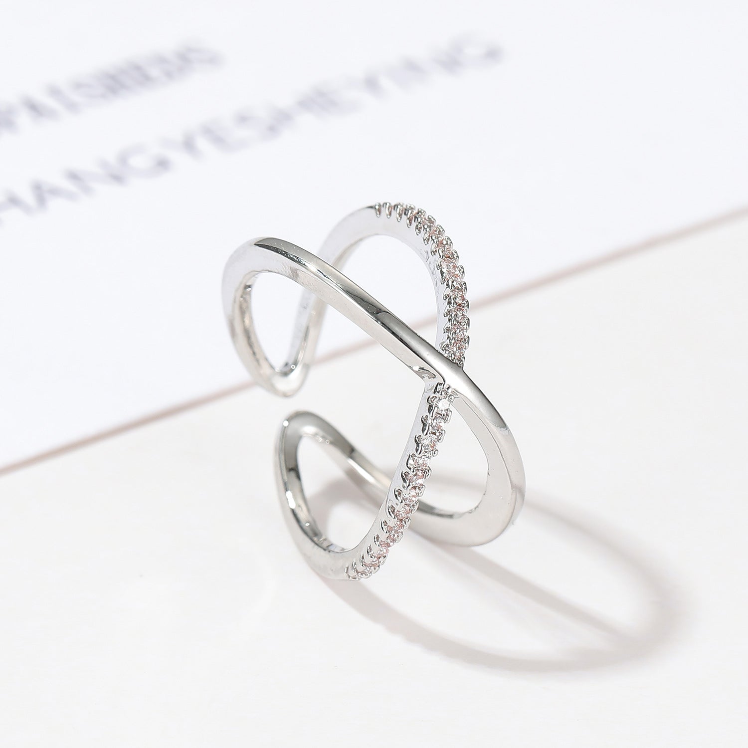 Wholesale Simple cross ring  finger ring zircon ring