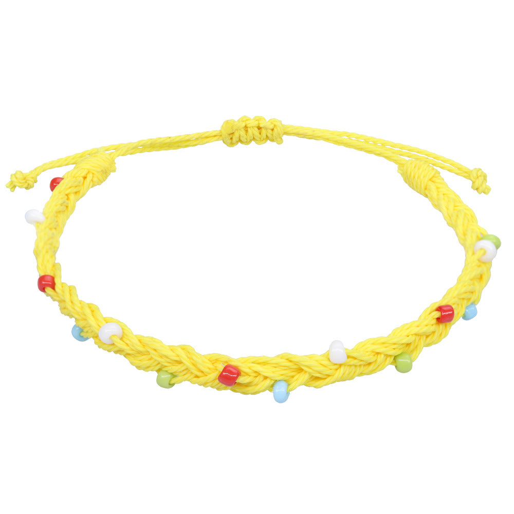 Wholesale hand-woven bracelet waterproof wax thread plus rice beads hand rope