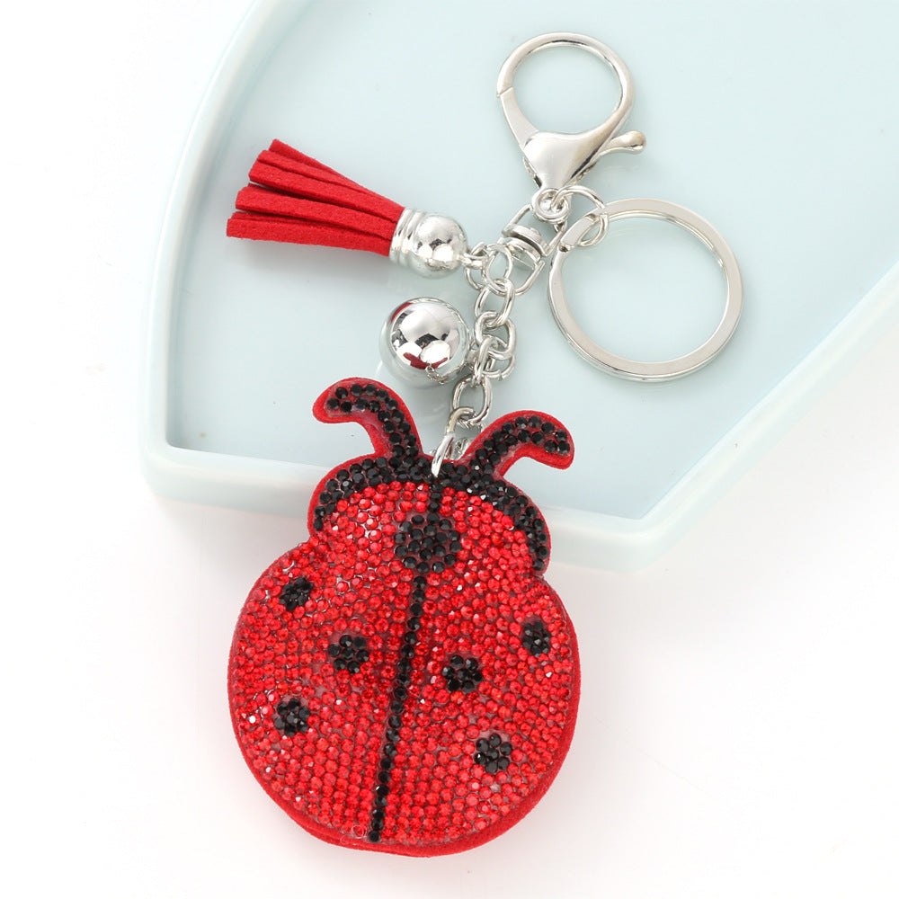 Wholesale  Seven-star ladybug rhinestone  keychain