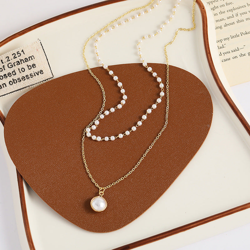 Wholesale  small pearl necklace clavicle chain stacked pearl necklace