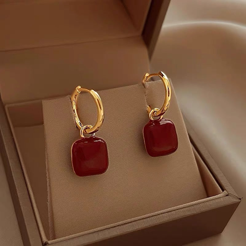 Wholesale Drip Glaze Red Earrings ACC-ES-HaoWen018
