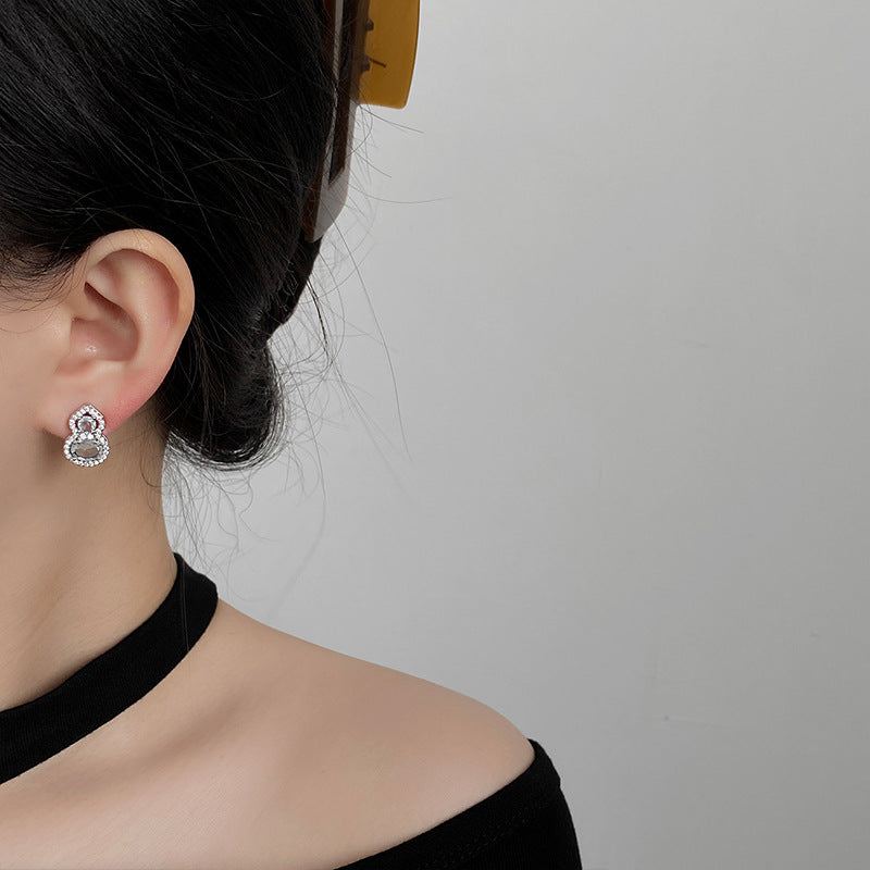 Wholesale Micro-Inlaid Zirconia Gourd New Chinese Style Earrings ACC-ES-NingKa010