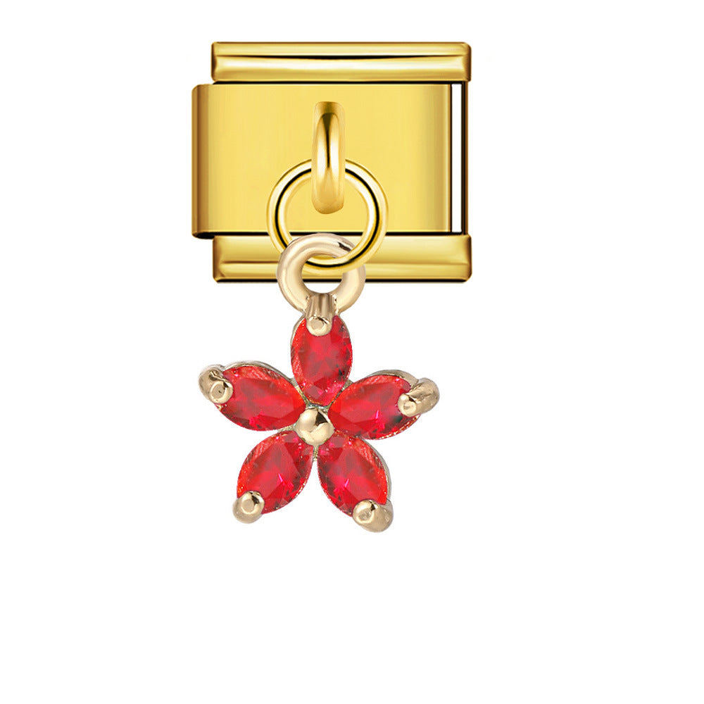 Wholesale Italian Charm Bracelet 9mm DIY Flower pendant Creative Stainless Steel Composable Bracelet