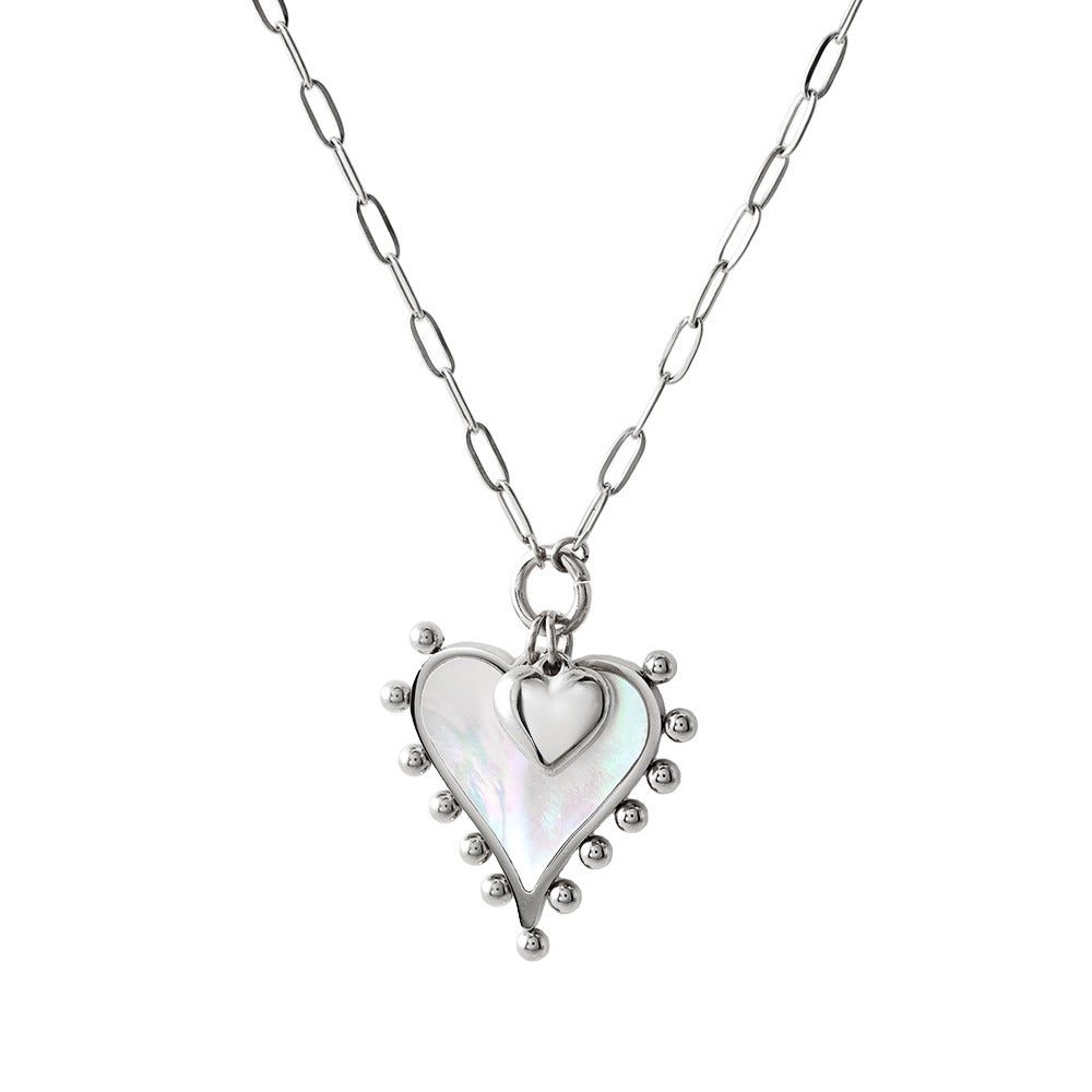 Wholesale Steel Titanium White Shell Pendant Necklace