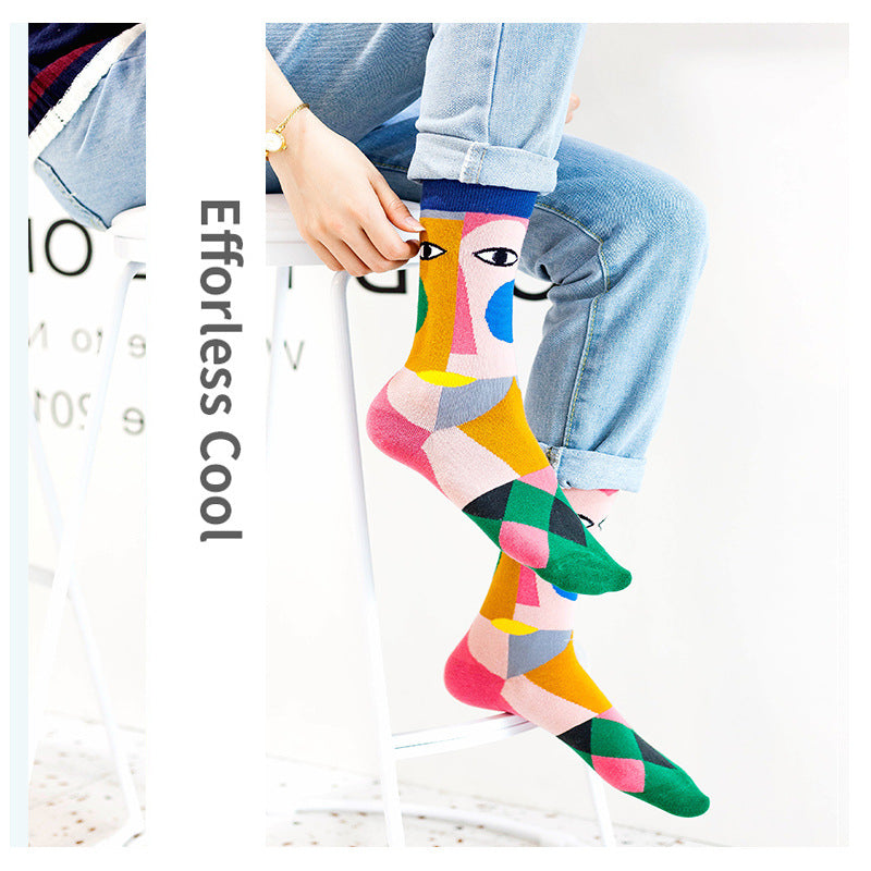 Wholesale Fun diamond pattern cotton socks