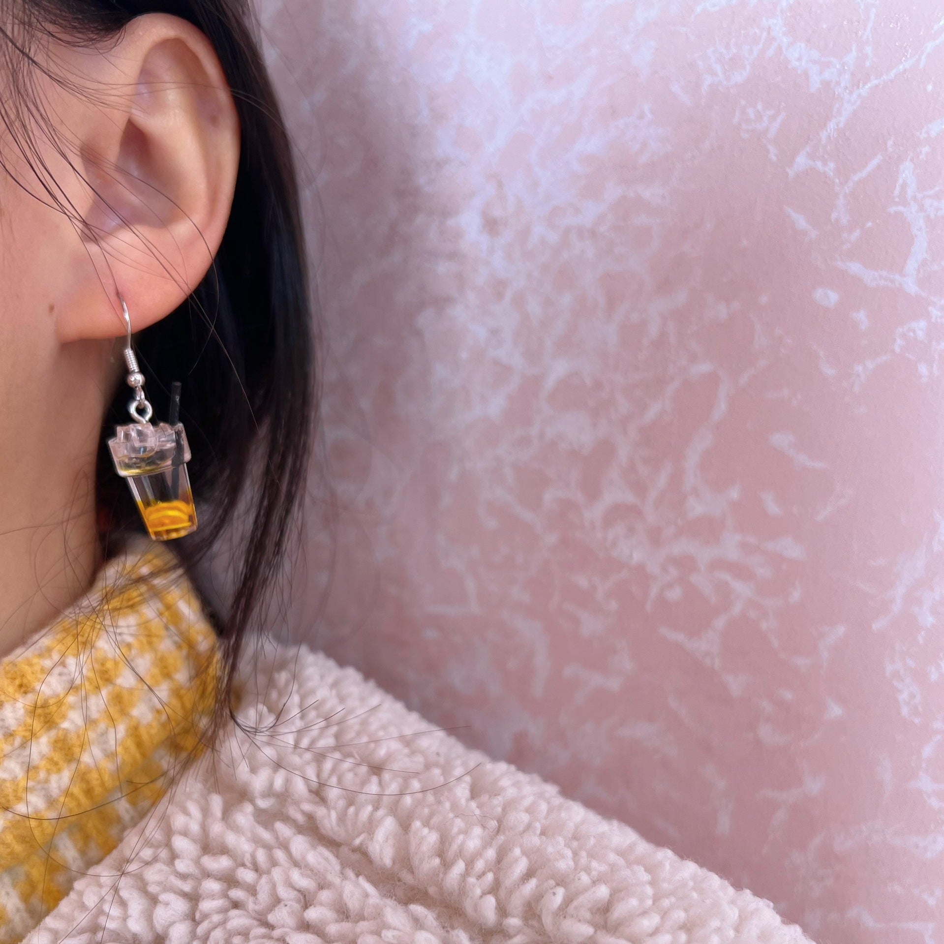 Wholesale 3D Ice Cube Ice Tea Lemon Suction Cup Earrings