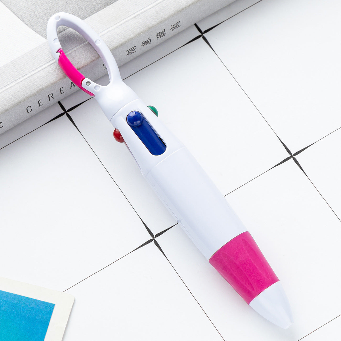 Wholesale four color custom plastic ballpoint pen portable pocket pen