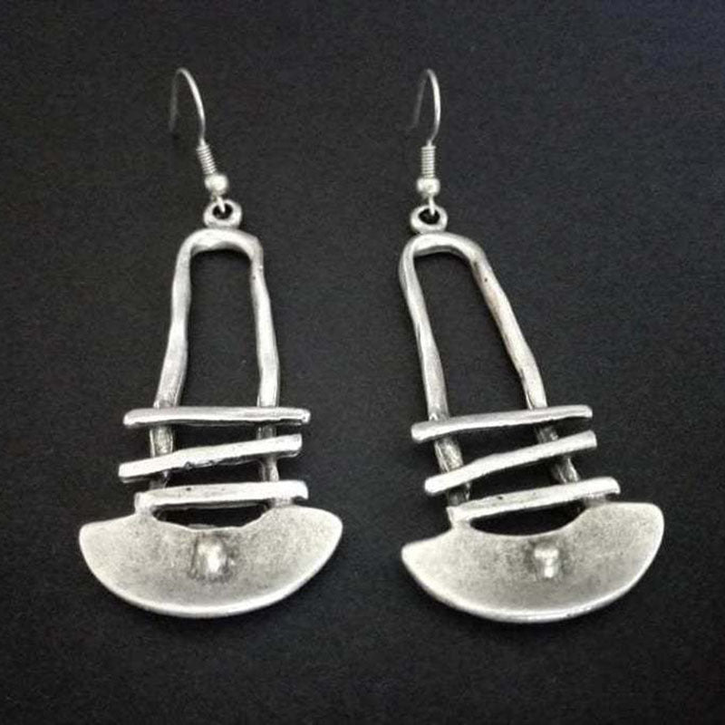 Wholesale Ancient Silver Trapezoidal Retro Earrings