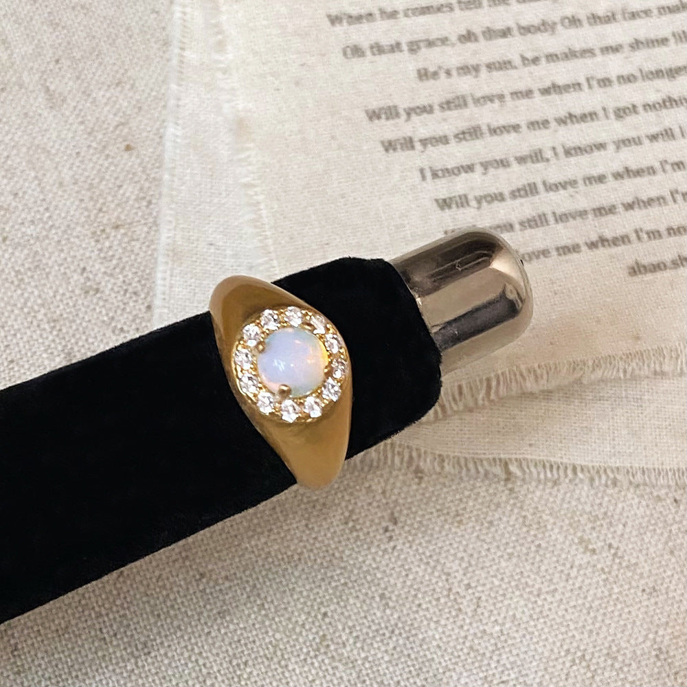 Wholesale Natural tiger' s eye turquoise opal opal opal ring