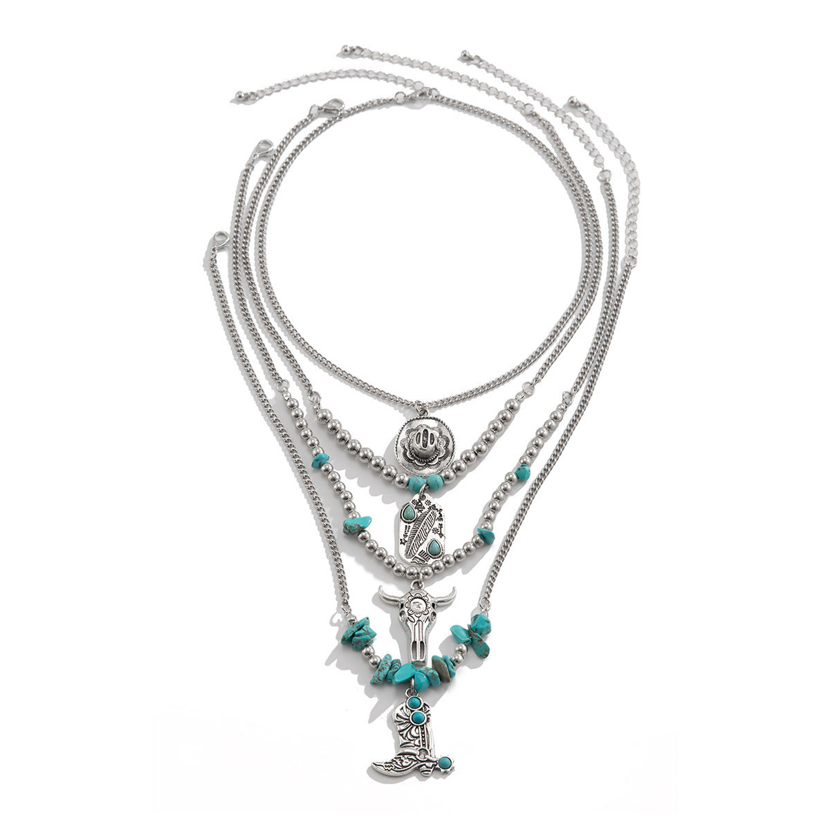 Wholesale Vintage Turquoise Western Style Cowboy Necklace Set ACC-NE-DN020