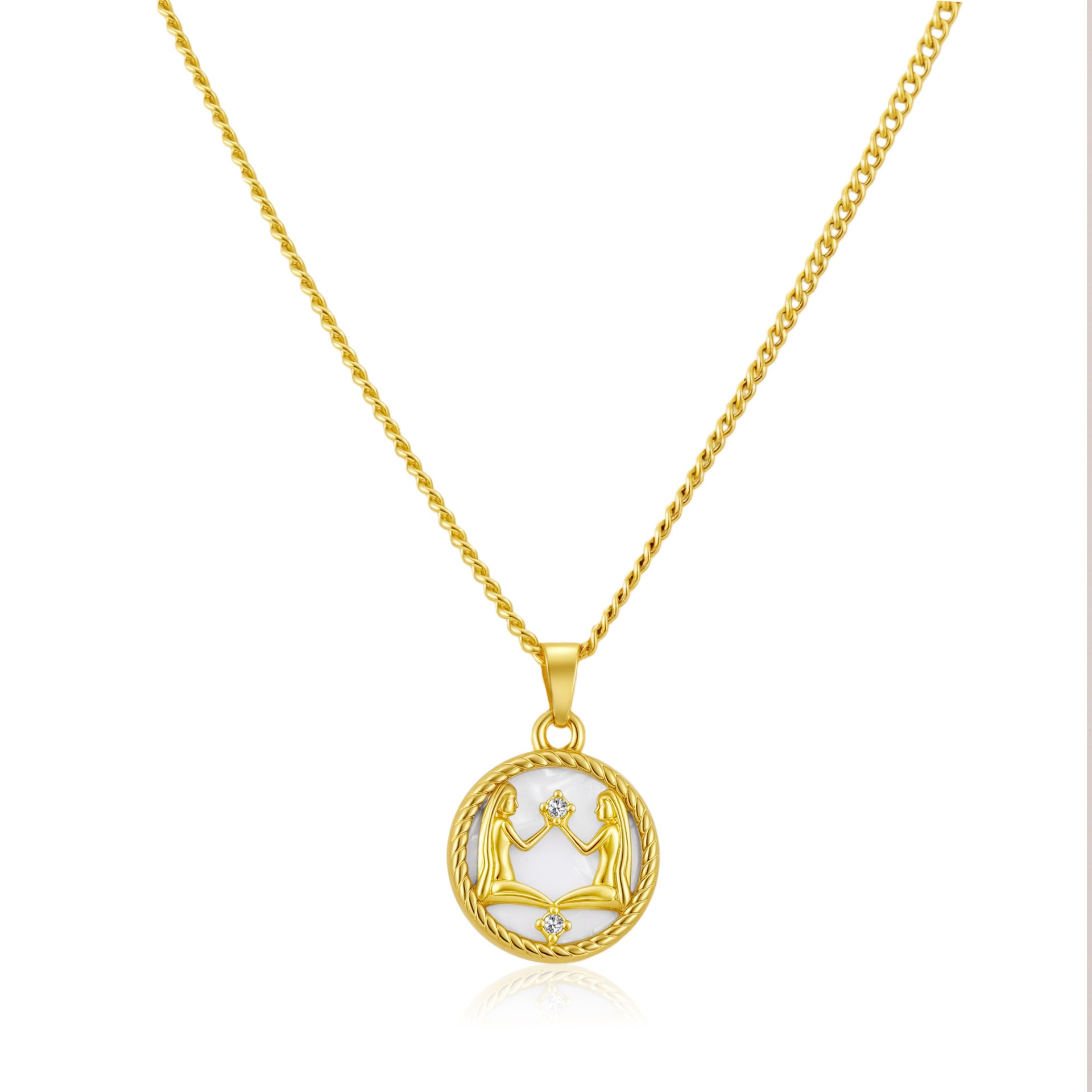 Wholesale Stainless Steel Zodiac Pendant Necklace Round PVD Electroplated Fashion Accessory for Everyday Wear