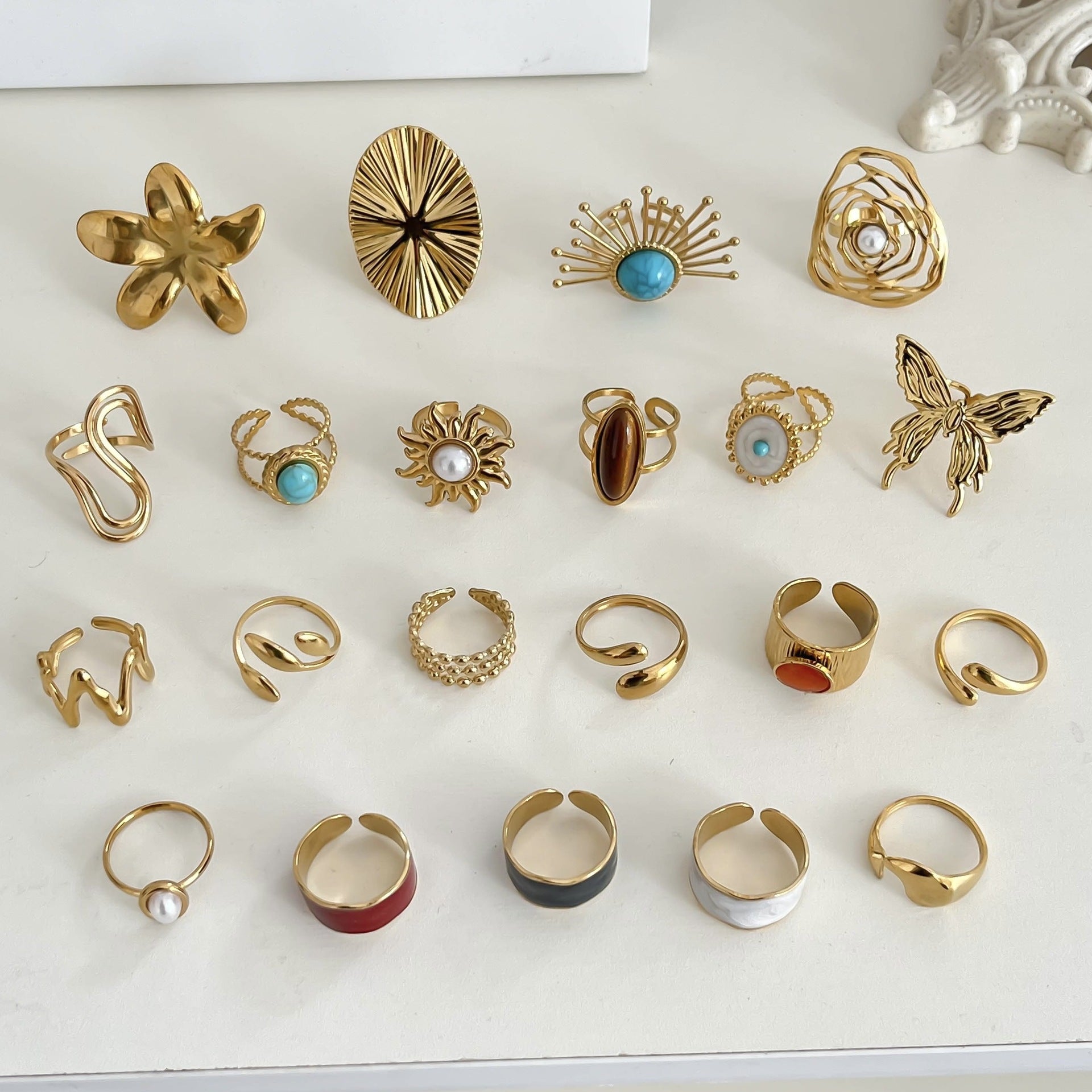 Wholesale Geometric Stainless Steel Ring,  Electroplated,  Boutique Resale Jewelry Accessory