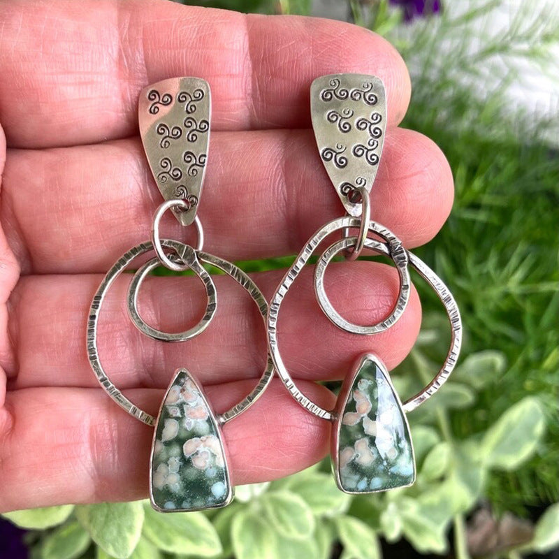 Wholesale  Blue Enamel Gold Flower Earrings