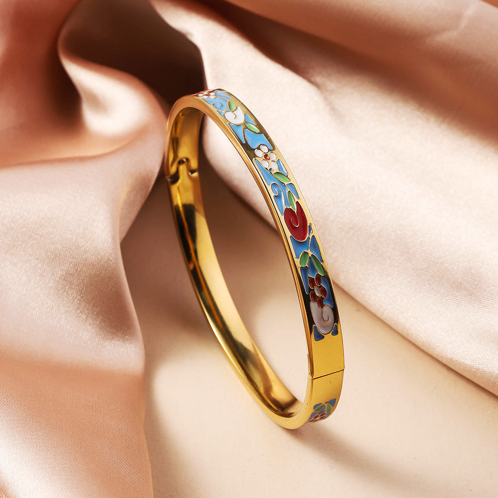 Wholesale Oil Drop Titanium Steel Enamel Bracelet ACC-BT-Ruif010