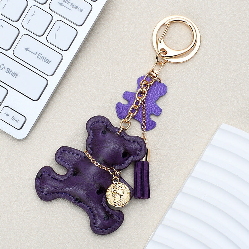 Wholesale Chic White Leather Bear Keychain - Decorative Bag Charm &  Car Key Accessory
