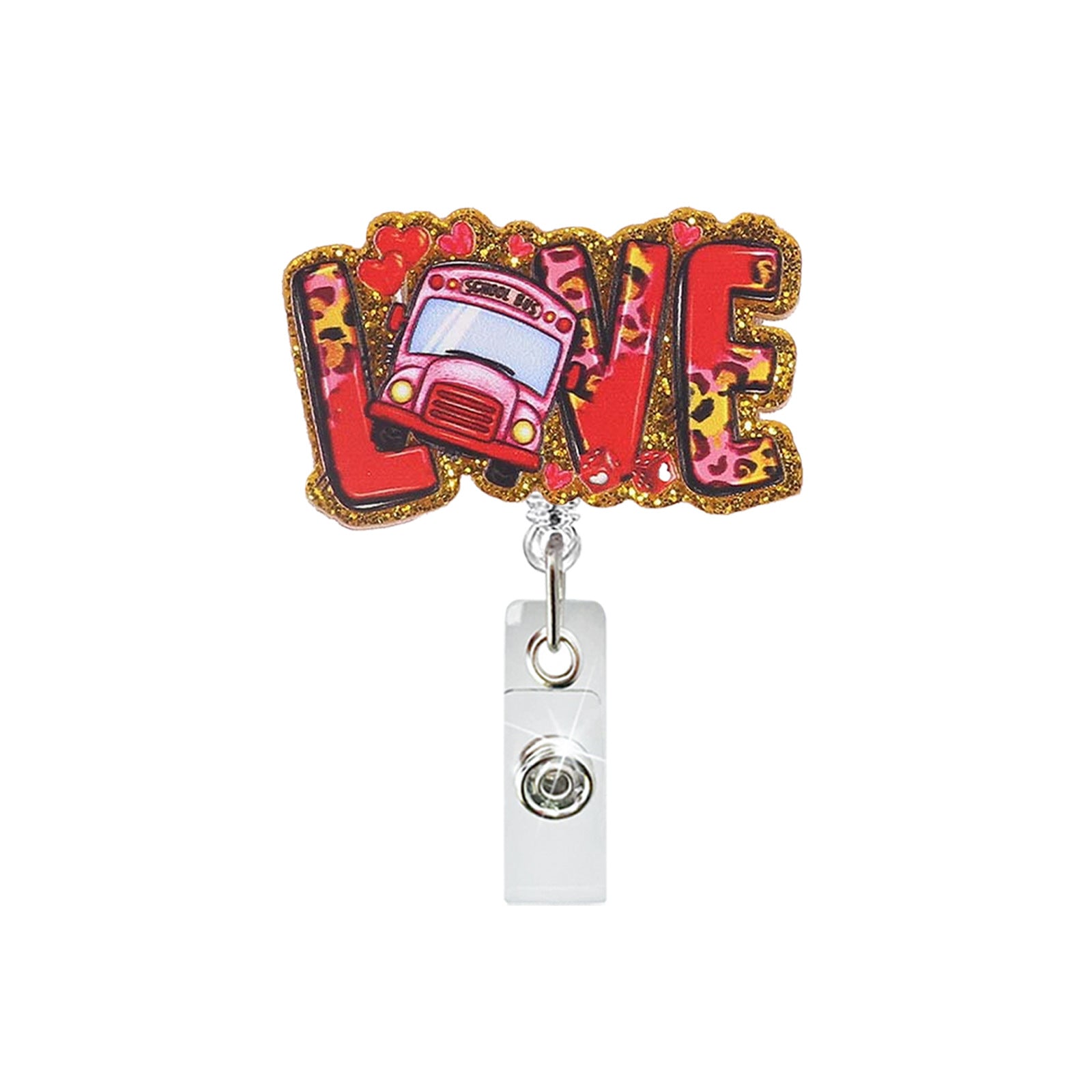 Wholesale Valentine' s Day gift letter heart-shaped acrylic Badge Reels