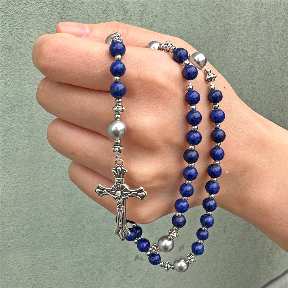 Wholesale Cross Shape Natural Stone Bead Bracelet Unisex Handmade Jewelry for Travel Gift Resale